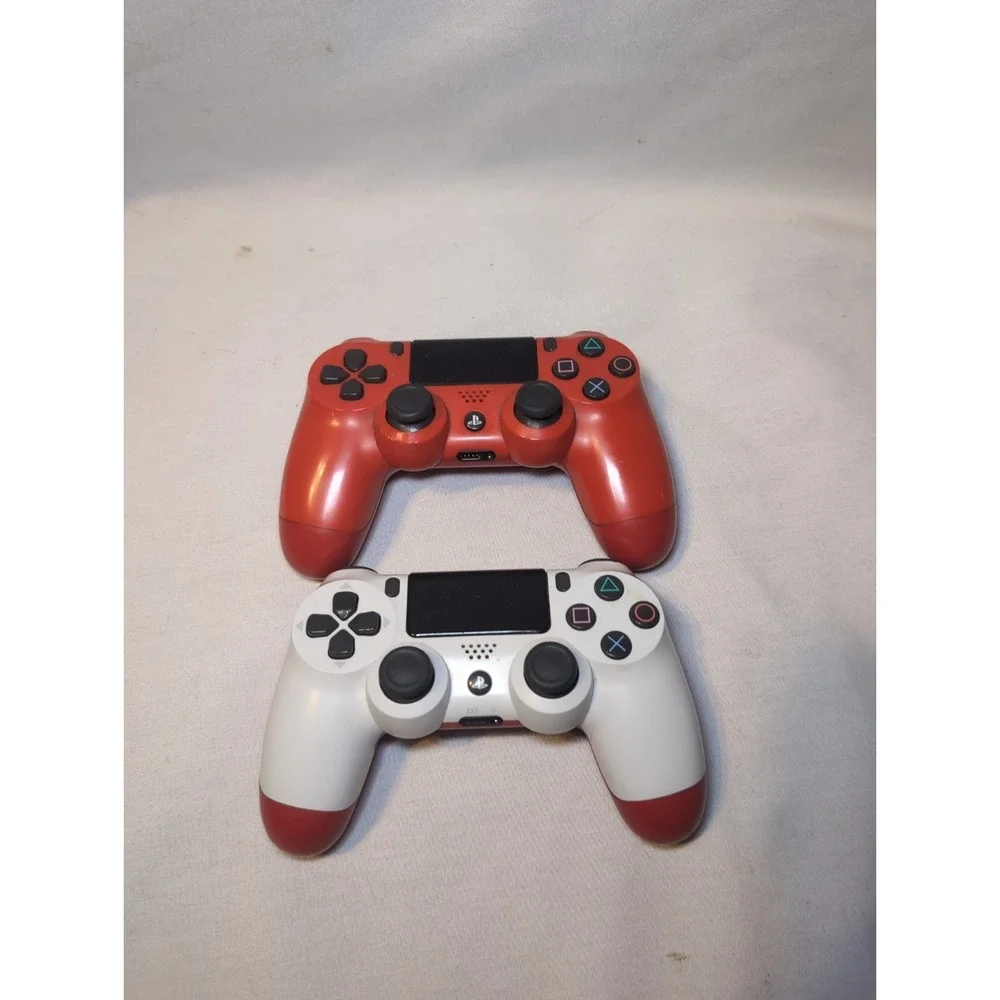 2x Sony PlayStation 4 PS4 Dual Shock 4 Wireless Controller - Red & White WORKS